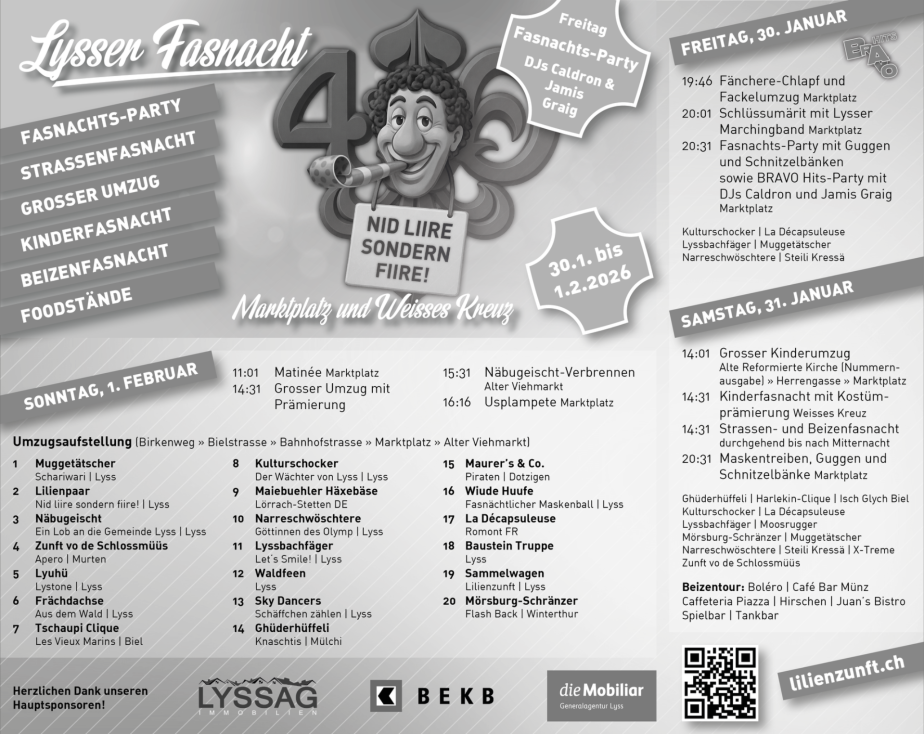 Programm Lysser Fasnacht 2026